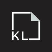 Monogram initial KL Logo with square frame line art. vector illustration