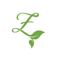 Initial Letter Z With Leaf Luxury Logo. Green leaf logo Template vector Design.