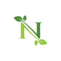 letter N with leaf concepts, N logo template letter N icon nature logo template vector