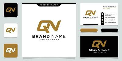 Initial Letter QN logo design template with business card design vector