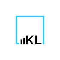 Monogram initial KL Logo with square frame line art. vector illustration