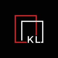 Monogram initial KL Logo with square frame line art. vector illustration