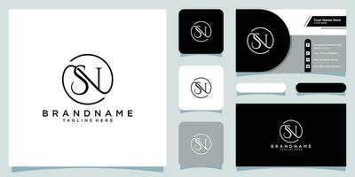 Initial Letter SN logo design template, creative initial NS symbol with business card design Premium Vector