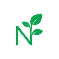 letter N with leaf concepts, N logo template letter N icon nature logo template vector