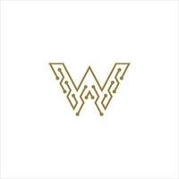 Abstract letter W logo design template technology electronics digital dot connection cross vector logo icon logotype