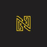 Letter N logo design template,technology,electronics,digital,logotype. vector