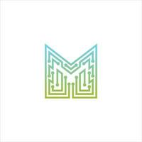 Logo design template for Letter M Technology vector