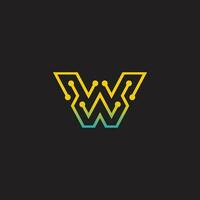 Abstract letter W logo design template technology electronics digital dot connection cross vector logo icon logotype