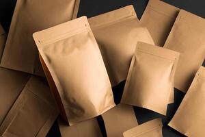Paper bag mock up. Paper texture. photo