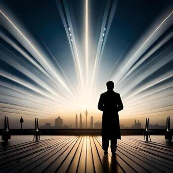 silueta objeto en el mezquita, musulmán personas Orando con el atmósfera de un mezquita en el medio este, bueno a utilizar para negocio, Blog, presentación, religioso. por ai generativo imagen foto