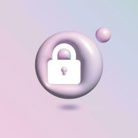 Padlock Icon with in circle bright pastel color in 3d style realistic vector art