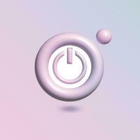 Power button Icon with in circle bright pastel color in 3d style realistic vector art