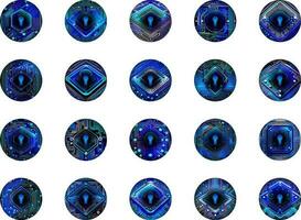 Modern Cybersecurity Technology Icon Pack with Eyes vector