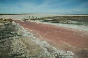 Historical remains of old salt exploitation, Salinas Grande, La Pampa, Argentina. photo