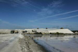 Extraction of raw material salt, from an open pit mine, La Pampa, Argentina photo