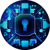 moderno la seguridad cibernética tecnología icono paquete png