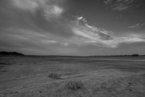 Saltpeter on the floor of a lagoon in a semi desert environment, La Pampa province, Patagonia, Argentina. photo