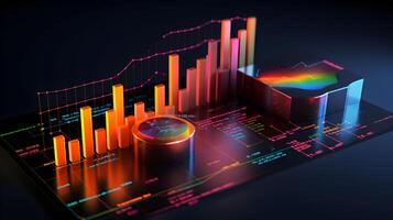 abstract futuristic business strategy data graph background. photo