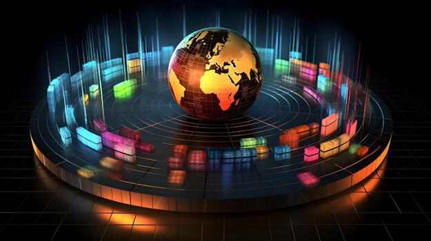 abstract futuristic business strategy data graph background. photo