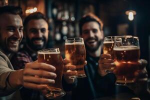 Group of people drinking beer together. photo