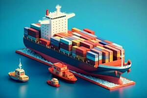 cargo ship transportation and logistic import export. Generative AI photo
