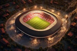 Top view soccer stadium with fans on stadium. Generative AI photo