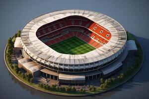 Top view soccer stadium with fans on stadium. photo