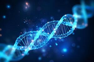 blue DNA gene helix spiral molecule structure. photo
