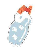 Water bottle holding semi flat color vector character hand. Hydration summer. Ice cubes in water. Editable body part element on white. Simple cartoon spot illustration for web graphic design