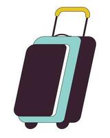 Valise flat line color isolated vector object. Suitcase airport. Baggage claim. Plastic luggage. Editable clip art image on white background. Simple outline cartoon spot illustration for web design