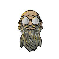 an old man with a hand-shaped beard vector