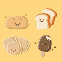 bocadillo un pan linda ilustraciones mano dibujado vector