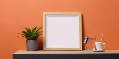 Blank frame mockup copy space background, AI Generated photo