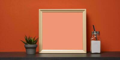 Blank frame mockup copy space background, AI Generated photo