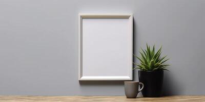 Blank frame mockup copy space background, AI Generated photo