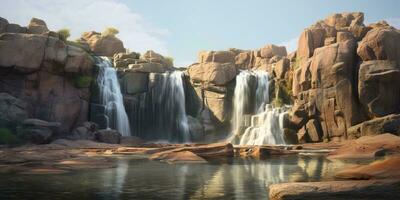 Kaolin waterfall rock background, AI Generated photo
