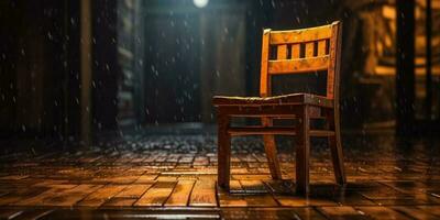 Wooden sitting chair to cool down blurred background, AI Generated photo