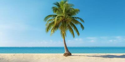 White sand beach and sea blurred background, AI Generateand photo