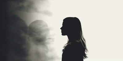 Mental health a woman silhouette blurred background, AI Generated photo