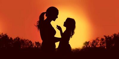 Mental health a parent silhouette blurred background, photo