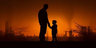 mental salud un padre silueta borroso fondo, ai generado foto