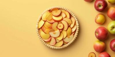 Apple pie tart blurred background, AI Generateand photo
