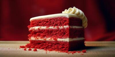 Red velvet cake tart blurred background, AI Generateand photo