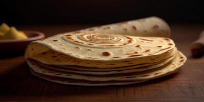 Tortilla crepe for breakfast and snack. photo