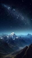 Night sky with starts and mountain background. AI Generated photo