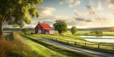 Peaceful Countryside Landscapes background, AI Generated photo