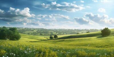 Peaceful Countryside Landscapes background, AI Generated photo