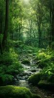 Lush green forests plant background. AI Generated photo