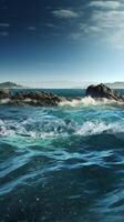 Ocean wave blue water background. AI Generated photo