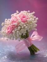 Babys breath flower copy space blurred window background. AI Generated photo